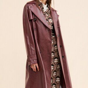 4TH & RECKLESS PU JOAN TRENCH COAT SIZE S SMALL MAROON